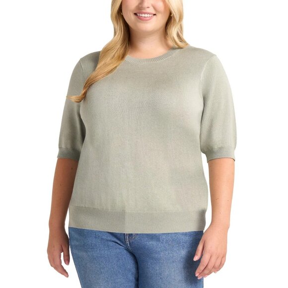 Matty M Women's Short Sleeve Sweater, Green, XXL - Picture 4 of 5